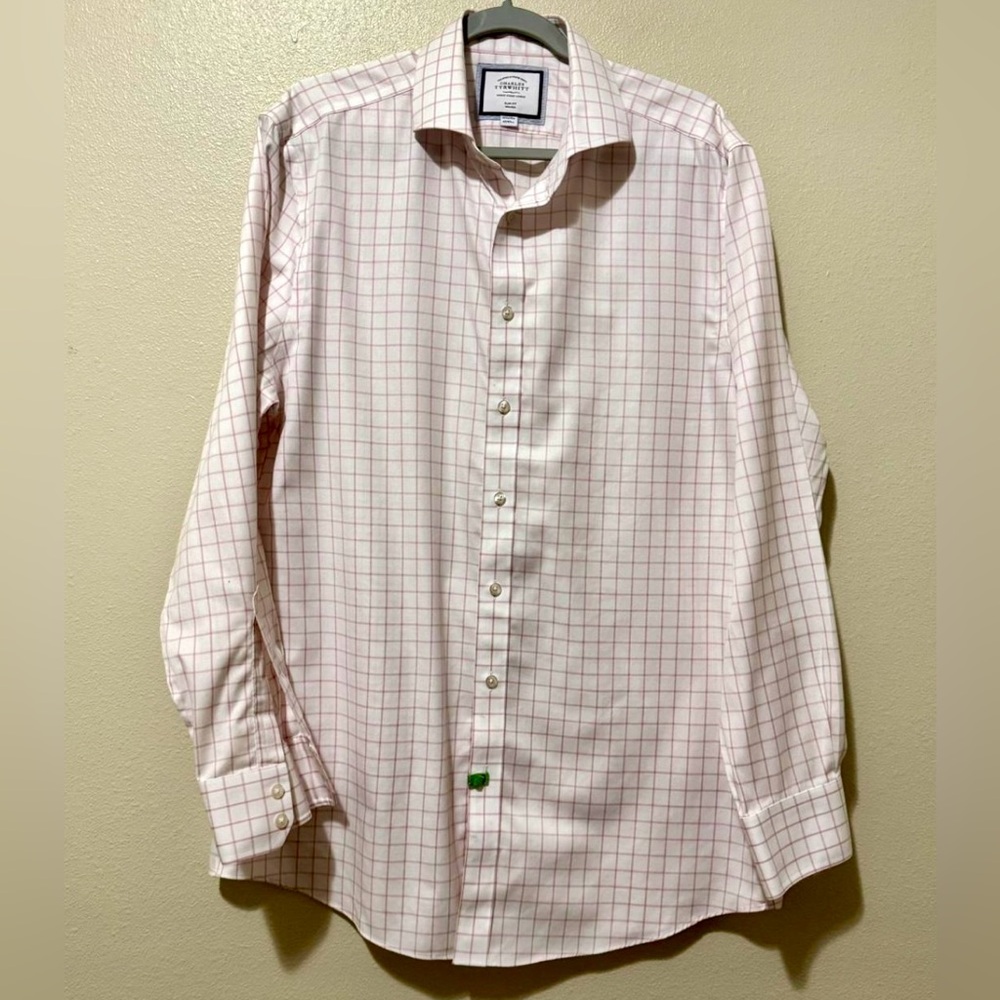 Charles Tyrwhitt slim fit shirt Pink & white Men’s dress shirt. Size XL preowned